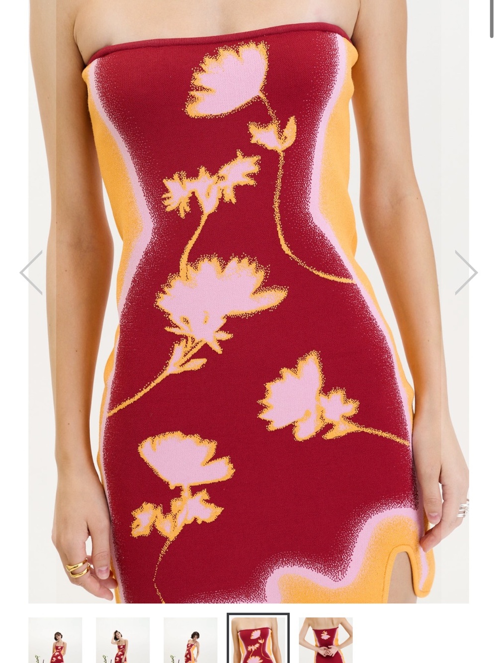 Women's Floral Red Bodycon Mini Dress - Picture 4 of 4